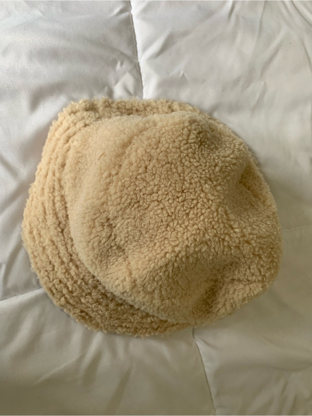 Urban Outfitters Cream Sherpa Bucket Hat